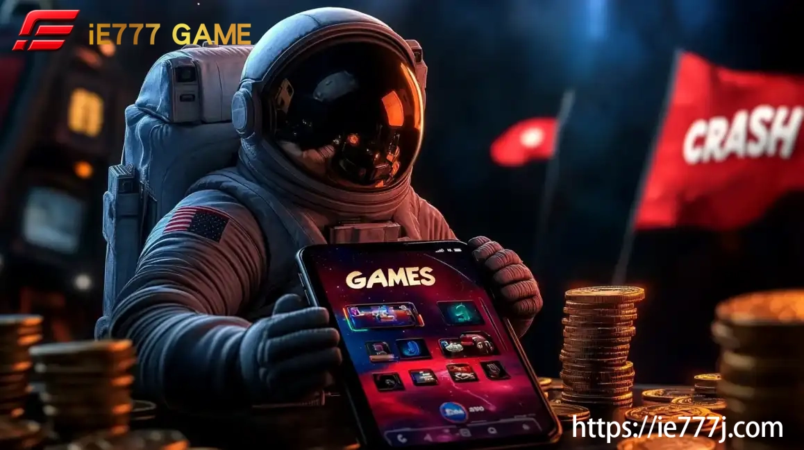 Astronaut-themed crash game on a mobile phone